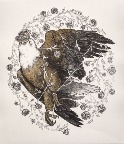 Elizabeth Jean Younce, America, the Destructive, 2019 Stone & Positive Plate Lithograph