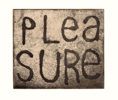 Ben Beres, Pleasure, 2017, Sugarlift, aquatint, softground and chine-collé, 4" x 4 1/2"