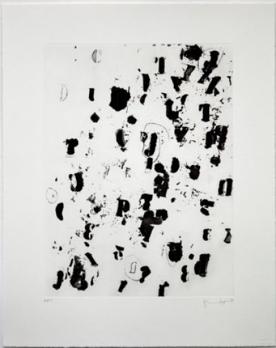 Glenn Ligon, Debris Field II, 2015, Aquatint with sugar-lift, drypoint, and scraper, 16" x 12"