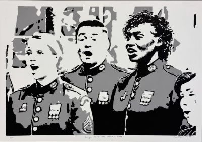 Honorable Mention William Evertson, Do you hear the people sing, 2025. Woodcut