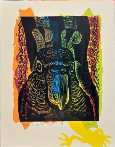 Binnie Birstein Scholarship Award Adrian Tio, Boricua of All Colors, 2025. Woodcut and screenprint