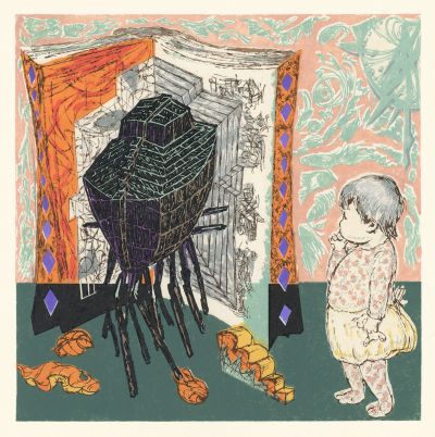 FIRST PRIZE: Yoshiaki Murakami, Japan, "Pop-up Book", 2026, Lithograph