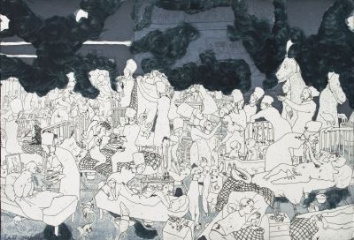 Dasha Shishkin, man who loves dragons too much (equal opportunity), 2010 Etching and aquatint