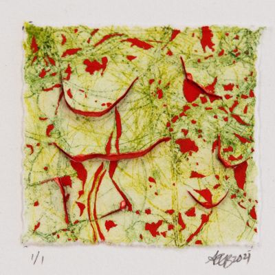 Gamblin Artists Colors Award, Adrienne Beacham, NY, USA, Surface, 2021, Intaglio with hand coloring