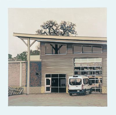 SECOND PRIZE: Neal Cox, USA, "La Reproduction Interdite (Not to Be Reproduced)", 2026, Reduction Linocut