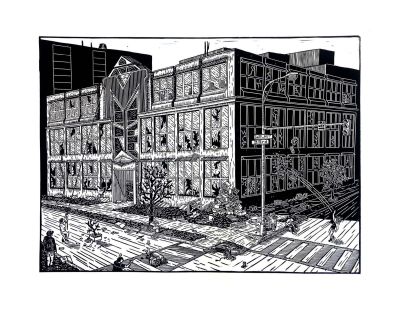 Mark Rice, Moore, 2018 Linocut