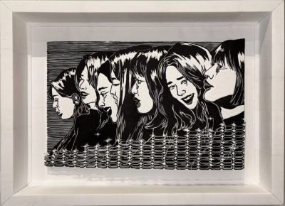 Second Place Grace Moon, Aligned, 2025. Linocut collage